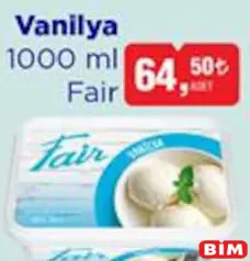 FAİR VANİLYA DONDURMA 1000 ML fiyat ve kampanya bilgisi